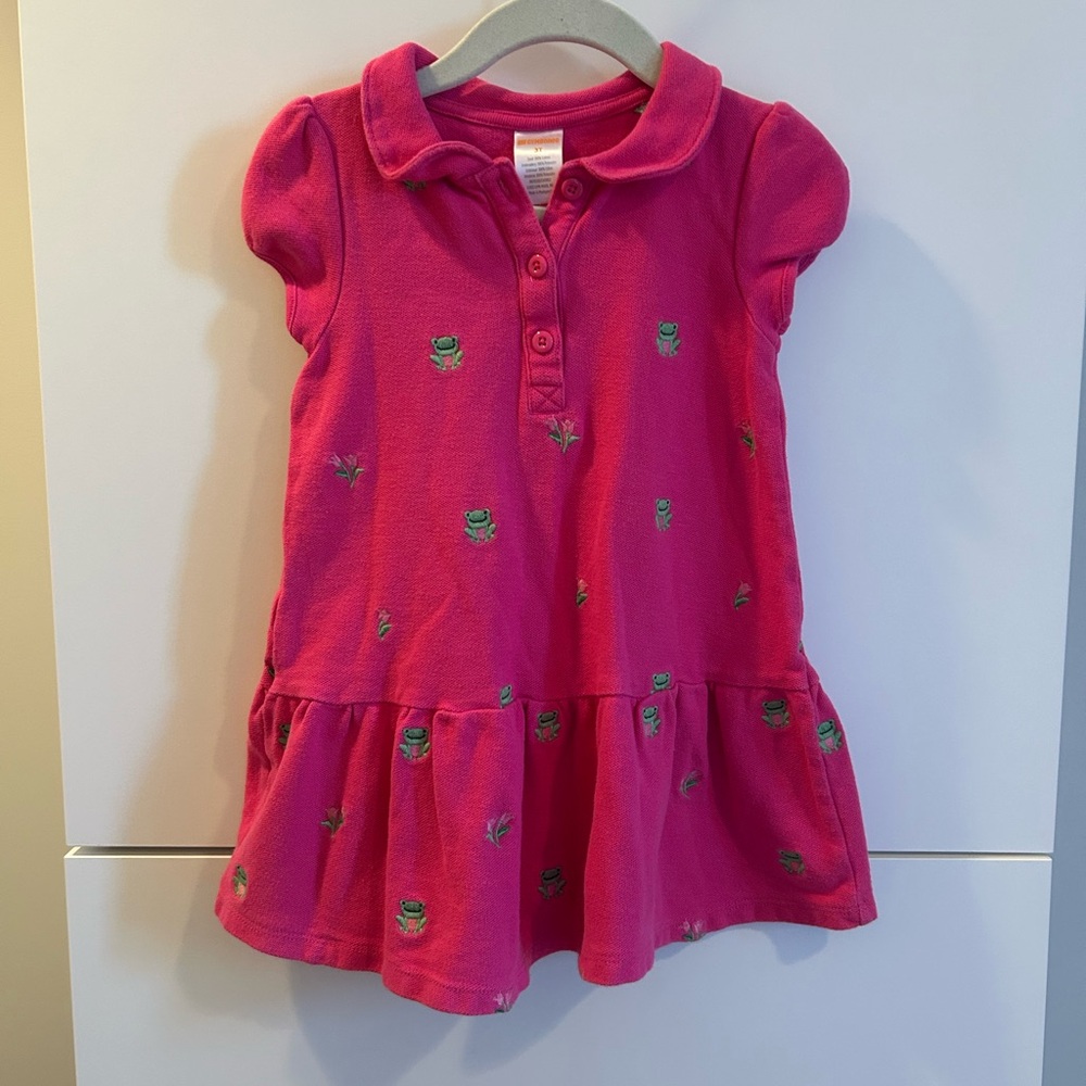 Pink Collared Dress with Embroidery 3T